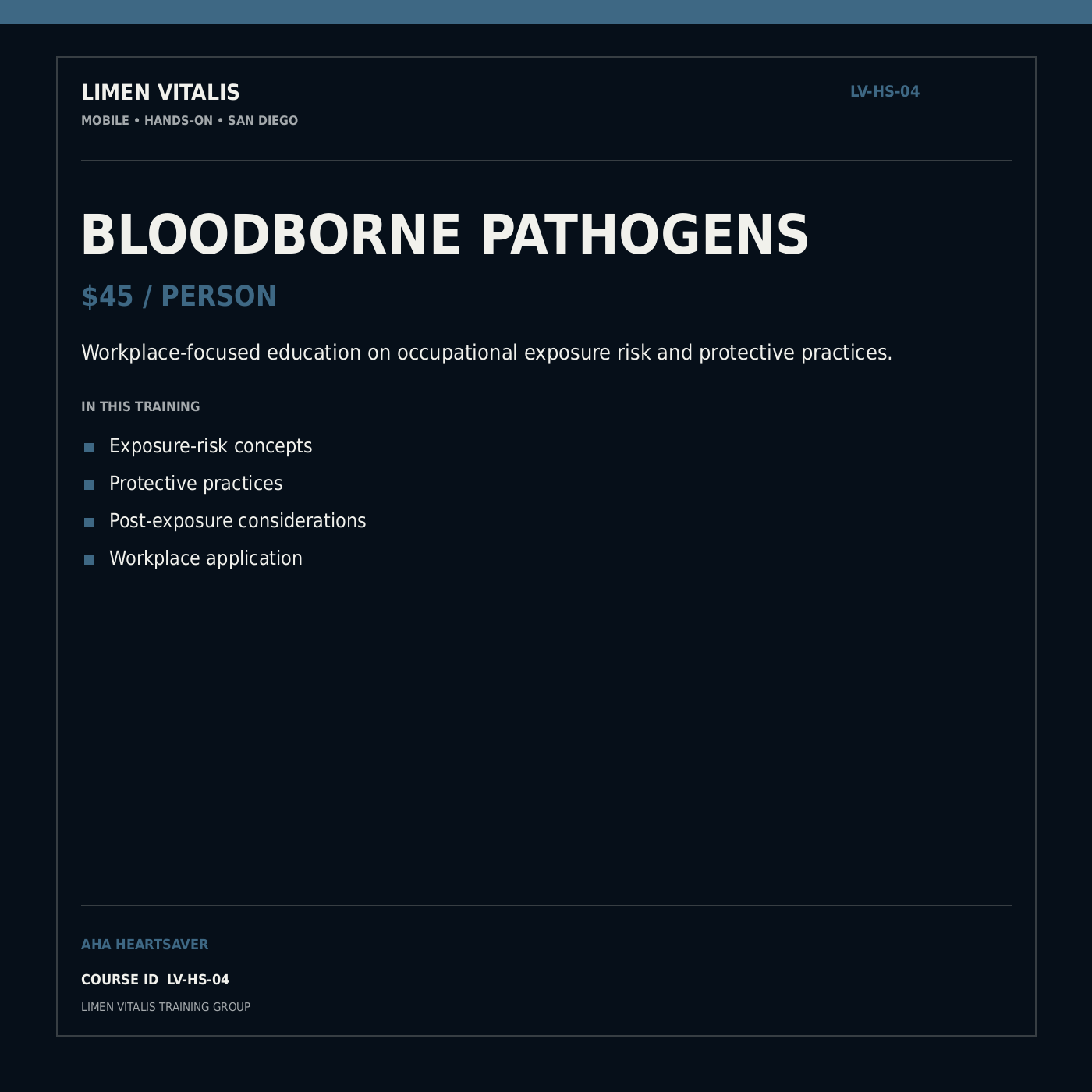AHA Heartsaver Bloodborne Pathogens — LV-HS-04