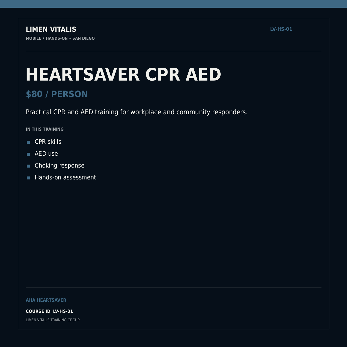 AHA Heartsaver CPR AED — LV-HS-01