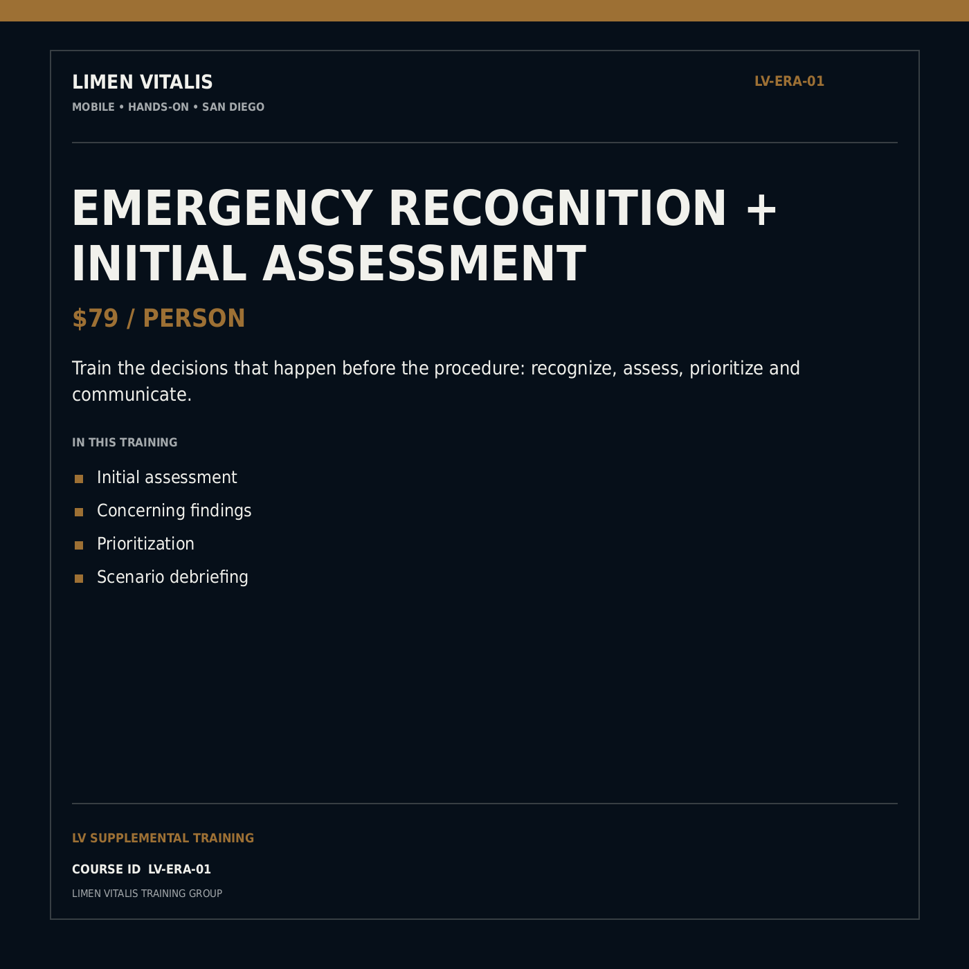 Limen Vitalis Emergency Recognition and Initial Assessment — LV-ERA-01